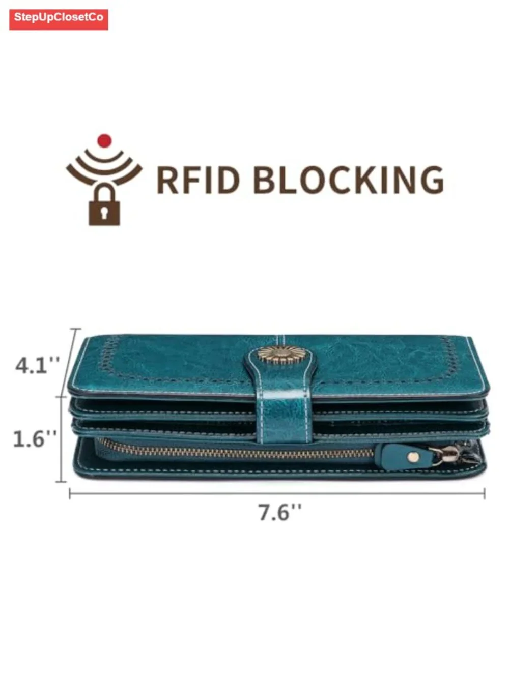 Large Leather Wristlet Wallet RFID Blocking Card Holder